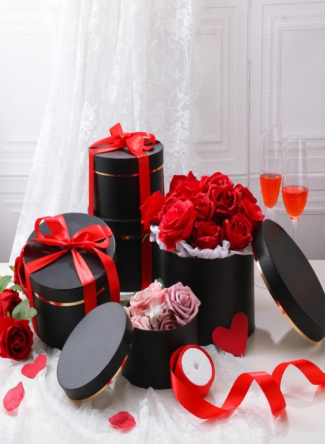Resholder 8 Pack Valentines Round Nesting Gift Black Boxes with Lids for Presents Assorted Sizes Gift Wrap Boxes for Christmas Arrangements Bridesmaid Wedding Birthday Party Favor - Image 5